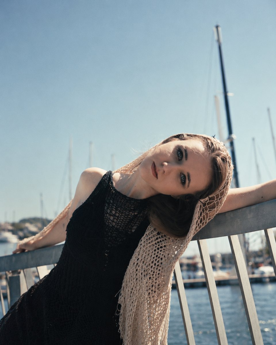 Harbour editorial in a knit shawl